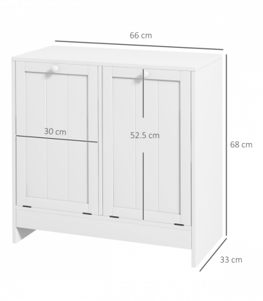 kleankin Tilt-out Laundry Storage Cabinet with 2 Compartment Hampers, White