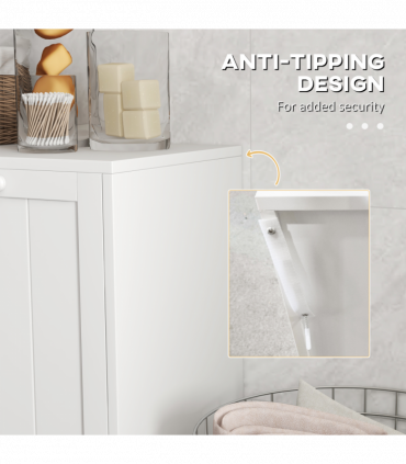 kleankin Tilt-out Laundry Storage Cabinet with 2 Compartment Hampers, White