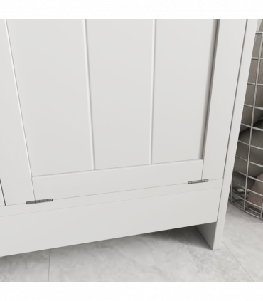 kleankin Tilt-out Laundry Storage Cabinet with 2 Compartment Hampers, White