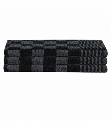 vidaXL 15 Piece Towel Set with Oven Gloves&Pot Holders Black Cotton