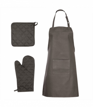 vidaXL 15 Piece Towel Set with Oven Gloves&Pot Holders Black Cotton