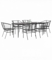 vidaXL 7 Piece Garden Dining Set Black Poly Rattan Glass