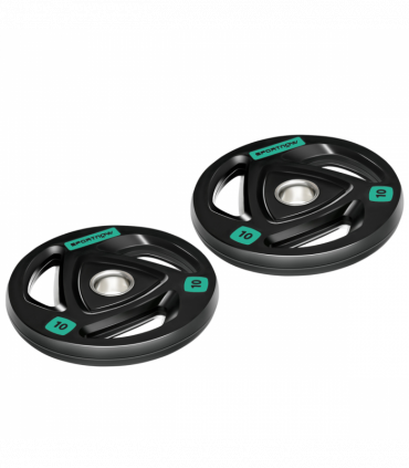 Olympic Weight Plates, Tri-Grip Barbell Weights Set with 2'' Holes, 2 x 10kg