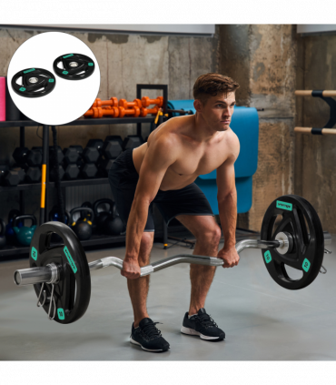 Olympic Weight Plates, Tri-Grip Barbell Weights Set with 2'' Holes, 2 x 10kg