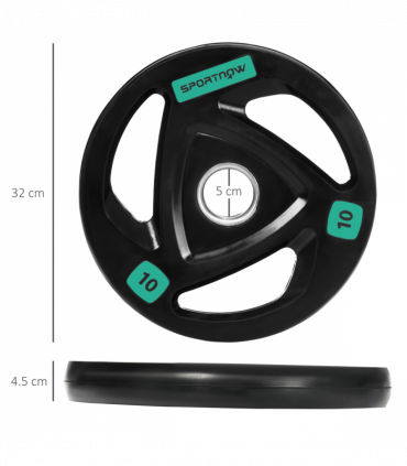Olympic Weight Plates, Tri-Grip Barbell Weights Set with 2'' Holes, 2 x 10kg