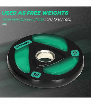 Olympic Weight Plates, Tri-Grip Barbell Weights Set with 2'' Holes, 2 x 10kg