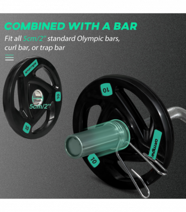 Olympic Weight Plates, Tri-Grip Barbell Weights Set with 2'' Holes, 2 x 10kg