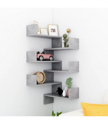 vidaXL Wall Corner Shelf 2 pcs Concrete Grey 40x40x50 cm Engineered Wood
