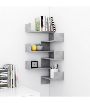vidaXL Wall Corner Shelf 2 pcs Concrete Grey 40x40x50 cm Engineered Wood