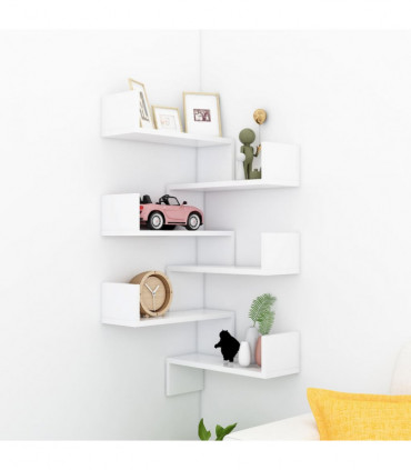 Wall Corner Shelf 2 pcs White 40x40x50 cm Engineered Wood
