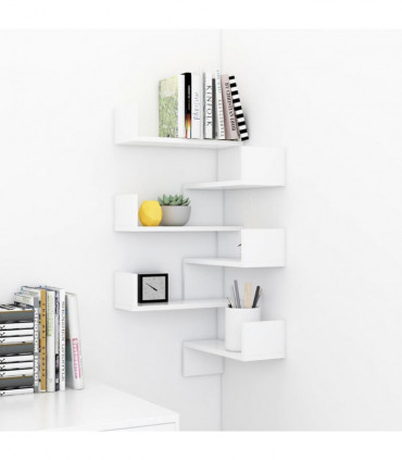 Wall Corner Shelf 2 pcs White 40x40x50 cm Engineered Wood