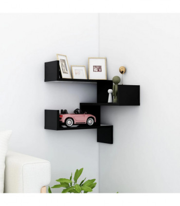 vidaXL Wall Corner Shelf Black 40x40x50 cm Engineered Wood