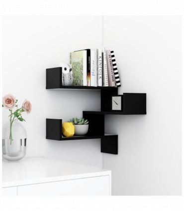 vidaXL Wall Corner Shelf Black 40x40x50 cm Engineered Wood