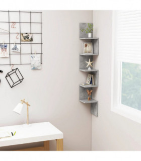 vidaXL Wall Corner Shelf Concrete Grey 20x20x127.5 cm Engineered Wood