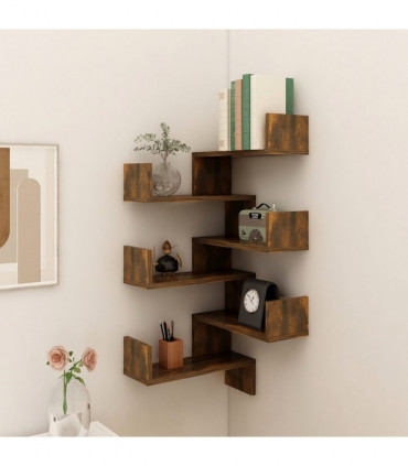 Wall Corner Shelves 2 pcs Smoked Oak 40x40x50 cm Engineered Wood