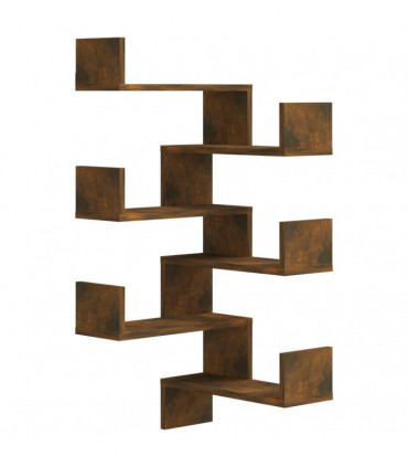 Wall Corner Shelves 2 pcs Smoked Oak 40x40x50 cm Engineered Wood