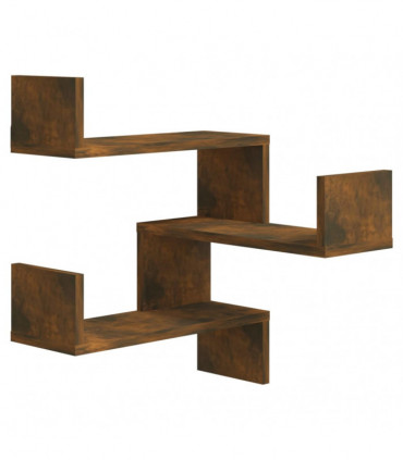 Wall Corner Shelves 2 pcs Smoked Oak 40x40x50 cm Engineered Wood