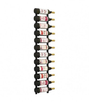 Wall Mounted Wine Rack for 12 Bottles Black Iron