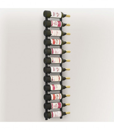 Wall Mounted Wine Rack for 12 Bottles Black Iron
