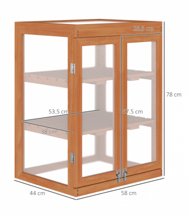 3-Tier Outdoor Garden Wooden Greenhouse, 58x44x78 cm