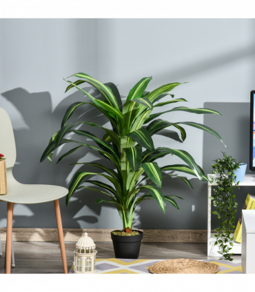 Plastic Green 110cm/3.6FT Artificial Dracaena Tree Decorative Plant 40 Leaves