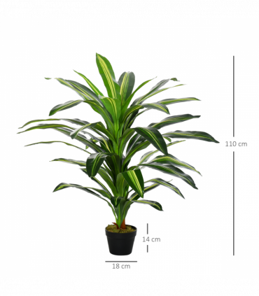 Plastic Green 110cm/3.6FT Artificial Dracaena Tree Decorative Plant 40 Leaves