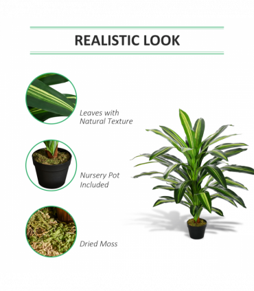Plastic Green 110cm/3.6FT Artificial Dracaena Tree Decorative Plant 40 Leaves