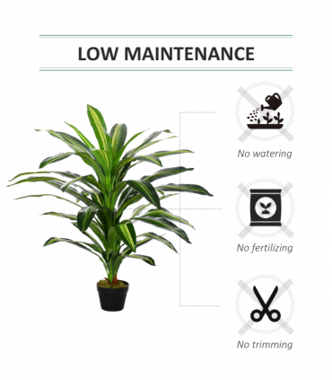 Plastic Green 110cm/3.6FT Artificial Dracaena Tree Decorative Plant 40 Leaves
