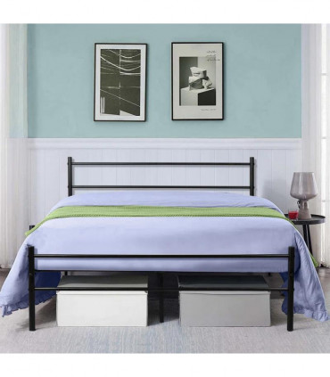 Extra Strong Double Metal Bed Frame In Black - Improved