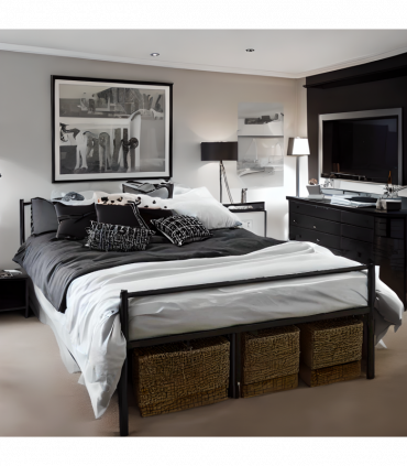 Extra Strong Double Metal Bed Frame In Black - Improved