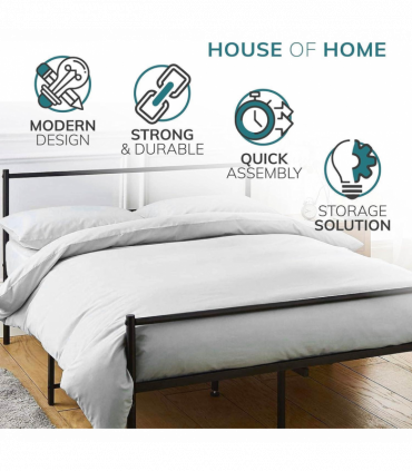 Extra Strong Double Metal Bed Frame In Black - Improved