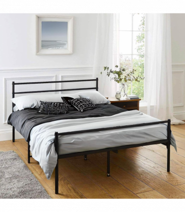 Extra Strong Double Metal Bed Frame In Black - Improved