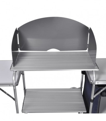 Foldable Camping Kitchen Unit with Windshield Aluminium