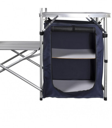 Foldable Camping Kitchen Unit with Windshield Aluminium