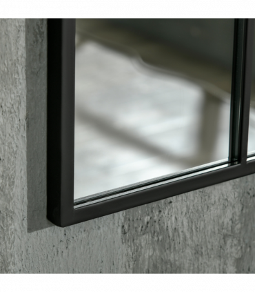 HOMCOM Modern Arched Window Wall Mirror for Living Room Bedroom, 91x60cm, Black