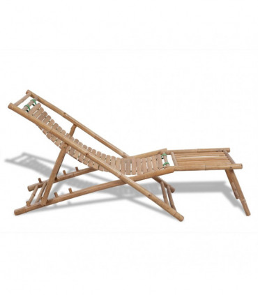Outdoor Deck Chair with Footrest Bamboo
