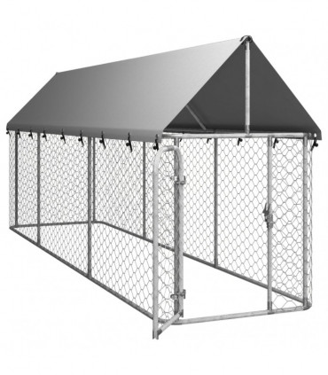 Outdoor Dog Kennel with Roof 400x100x150 cm