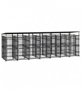 Outdoor Dog Kennel with Roof Steel 12.9 m²