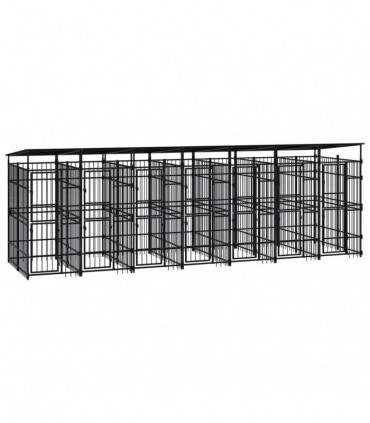 Outdoor Dog Kennel with Roof Steel 12.9 m²