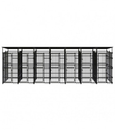 Outdoor Dog Kennel with Roof Steel 12.9 m²