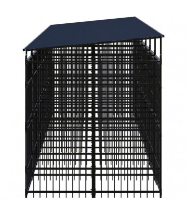 Outdoor Dog Kennel with Roof Steel 12.9 m²