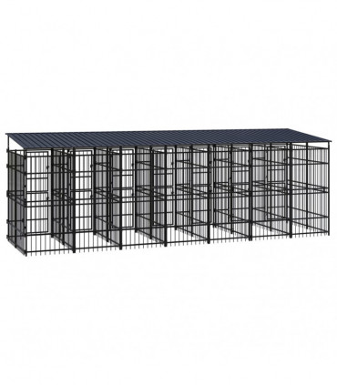 Outdoor Dog Kennel with Roof Steel 12.9 m²