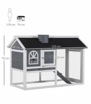 Rabbit Hutch Wood Bunny Cage for Outdoor Indoor w/ Pull Out Tray Run Box Ramp