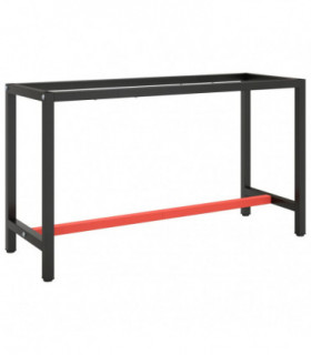 Work Bench Frame Matte Black and Matte Red 140x50x79 cm Metal
