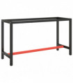 Work Bench Frame Matte Black and Matte Red 140x50x79 cm Metal