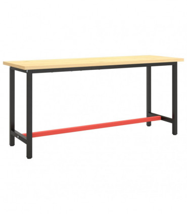 Work Bench Frame Matte Black and Matte Red 170x50x79 cm Metal