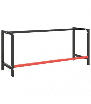 Work Bench Frame Matte Black and Matte Red 180x57x79 cm Metal