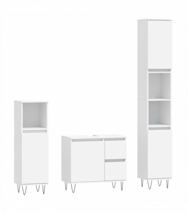 vidaXL 3 Piece Bathroom Furniture Set White Engineered Wood