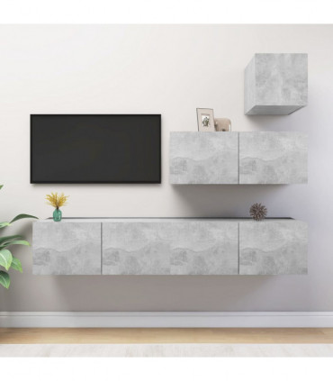 vidaXL 4 Piece TV Cabinet Set Concrete Grey Engineered Wood