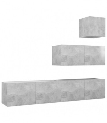 vidaXL 4 Piece TV Cabinet Set Concrete Grey Engineered Wood